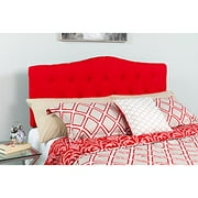 BizChair Arched Button Tufted Upholstered King Size Headboard in Red Fabric