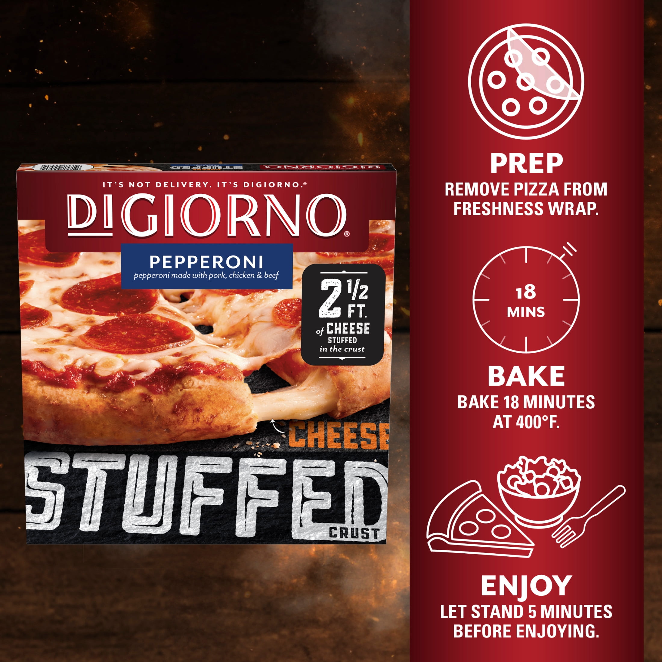 DiGiorno Frozen Pizza, Stuffed Crust Cheese and Pepperoni Pizza, 22.2 oz (Frozen)
