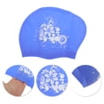 thumbnail image 3 of Gorro de natación impermeable con patrón floral para mujeres, 1 pieza, azul, 3 of 6