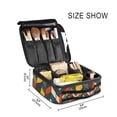 thumbnail image 3 of FORMRS Travel Makeup Bag Large Capacity Train Case Cosmetic Organizer with Adjustable Dividers, Red Geometric, 3 of 8