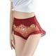 thumbnail image 4 of Gibobby Panty Microfibra con Encaje Ropa interior elástica cintura para mujer, bragas suaves altas, bragas sexis encaje flores para mujer, Bikini bordado, bragas para mujer（Vino， L), 4 of 5