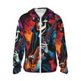 thumbnail image 1 of Balery Rock Skull Singer Sudadera ligera de manga larga con capucha y protección solar UPF 50+ para hombre y mujer, ideal para pesca y running-Small, 1 of 7