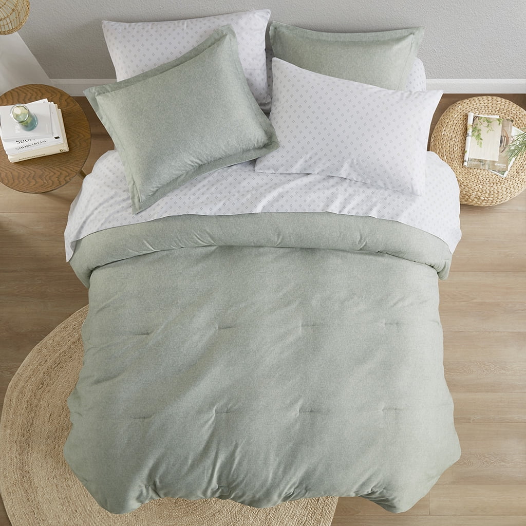 Regency Heights Full Size Comforter Set, 7-Piece Reversible Bed in a Bag with Sheets, Sage Green