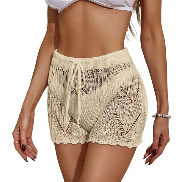 Traje de Baño Bikini de Punto con Cintura Alta y Aberturas para Mujer Albaricoque L