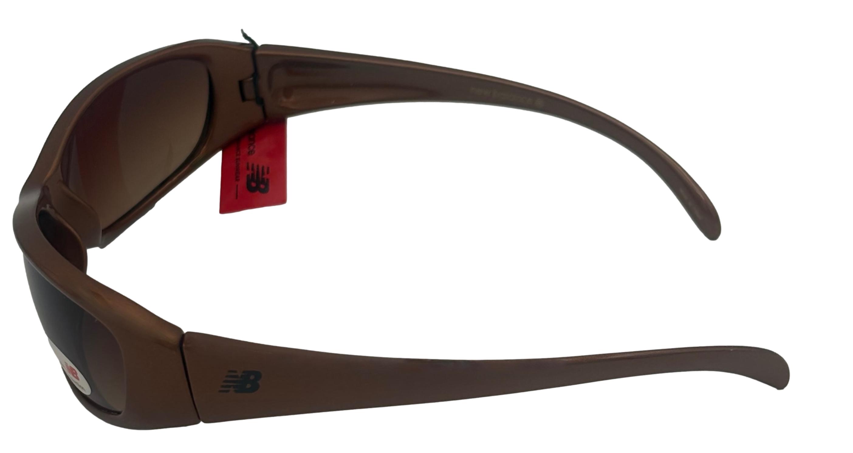 New Balance Men's Rectangle Pearl Brown Wrap Gradient Lens Sunglasses