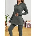 thumbnail image 2 of Bearsland Maternity Outfit Sets for Women Adjustable Waist 2 Piece Sets Winter Casual Drawstring hood Loose Tracksuit Long Sleeve Split Side Lounge Set Outfits Pregnancy Clothes, 2 of 6