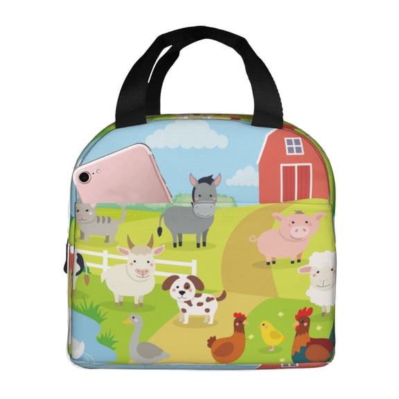 Kuqiui Farm Animals 3 Print Lunch Bag Lunch Box for Women & Men,Large Capacity Insulated Lunch Bag for Adult,Leakproof Reusable Lunch Tote Bags for Work/Office/Travel/Picnic