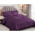thumbnail image 2 of 5 Piece Luxury Vintage Ruffle Pattern Comforter By D.N.G. BEDDINGS Set Premium Super Soft, All Season, 800 Thread Count 100% Egyptian Cotton King/California King Size Plum Color, 2 of 8