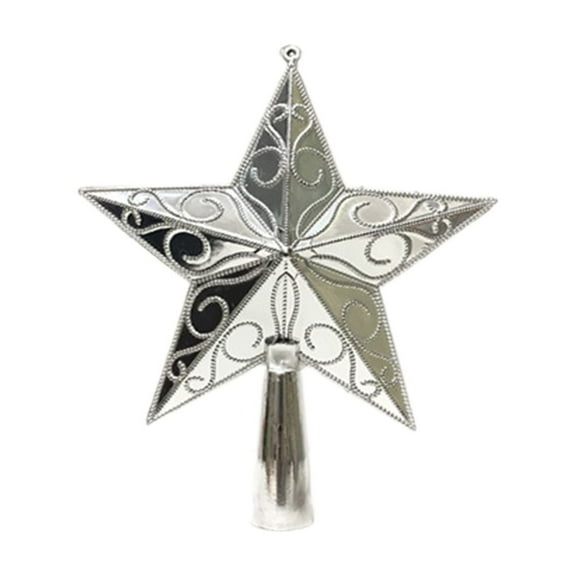 Silver Mini Christmas Tree Top,Hollow Pentagram Tree Ornament,Insert Christmas Tree Ornament,Christmas Tree Topper for Christmas Decoration or Home Decoration