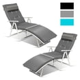 thumbnail image 1 of Costway Chaise Longue Pliante d'Extérieur 2 Pcs avec Coussin Gris, 1 of 10