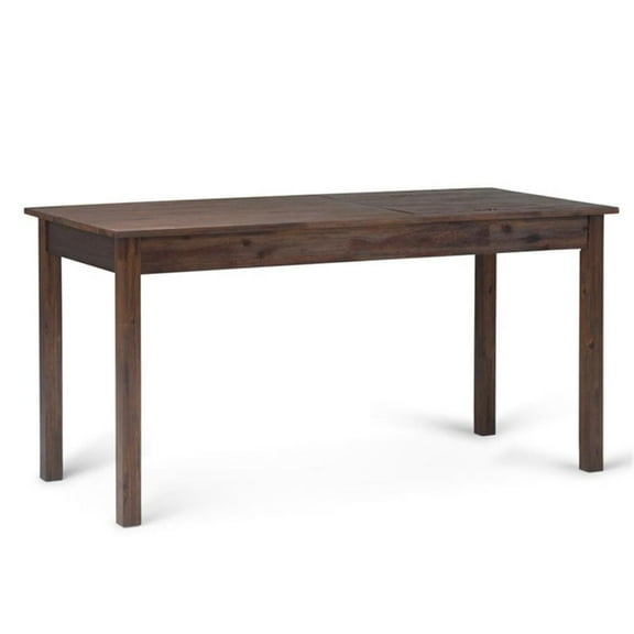 Scranton & Co Solid Wood Computer Desk in Distressed Charcoal Brown