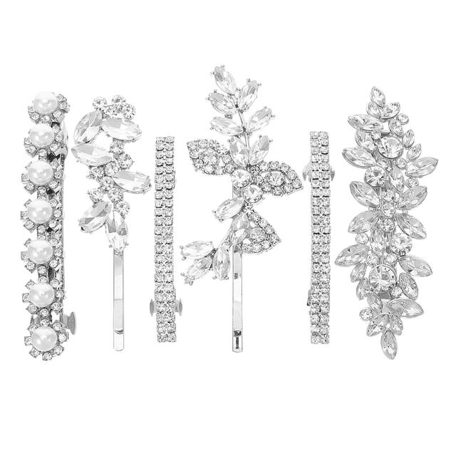 GOOHOCHY 6 pasadores de cristal para el pelo: pinzas para el pelo brillantes con diamantes de imitación, accesorios de novia, horquillas de flores, accesorios de boda para graduación.