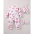 thumbnail image 4 of KIMI BEAR Newborn Baby Girls Layette Set 4 Packs 3-6 Months Shower Gifts Essential Clothing Short Sleeves Long Sleeves Romper Top Pants and Bodysuit with Hats and Gloves 15pcs Clothes Pink, 4 of 10