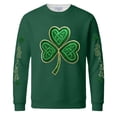 thumbnail image 5 of Dwelliawo St.patrick's Waffle Long Sleeve T Shirt Men Print Long Sleeve Waffle Knit Shirts Novelty St Patricks Day Four Leaf Clover Irish Clover Graphic Tees Round Neck Outfit Dark Green S, 5 of 5