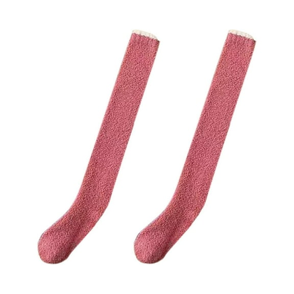 yuksok Women Knee High Socks over Knee Girls Long Stocking for Dorm Home Study Room Red