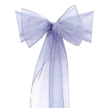 - 10PCS Beautiful Organza Chair Ribbon Bows Sash for Wedding or Banquet,Silver