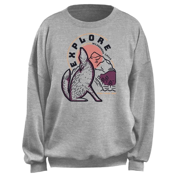 Junior's Lost Gods Explore Wilderness Calls Sweatshirt Heather Gray Medium