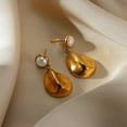 thumbnail image 4 of NICKSUN 18K Gold Plated Statement Earrings For Women, Glossy Teardrop Pearl Stud Earrings Hypoallergenic Stud, 4 of 5