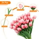 thumbnail image 3 of Uxcell 24Pcs Tulipanes Falsos Flores Artificiales, Tulipanes Artificiales de PU que Lucen Reales con Tallos, Rosa profundo, 3 of 6