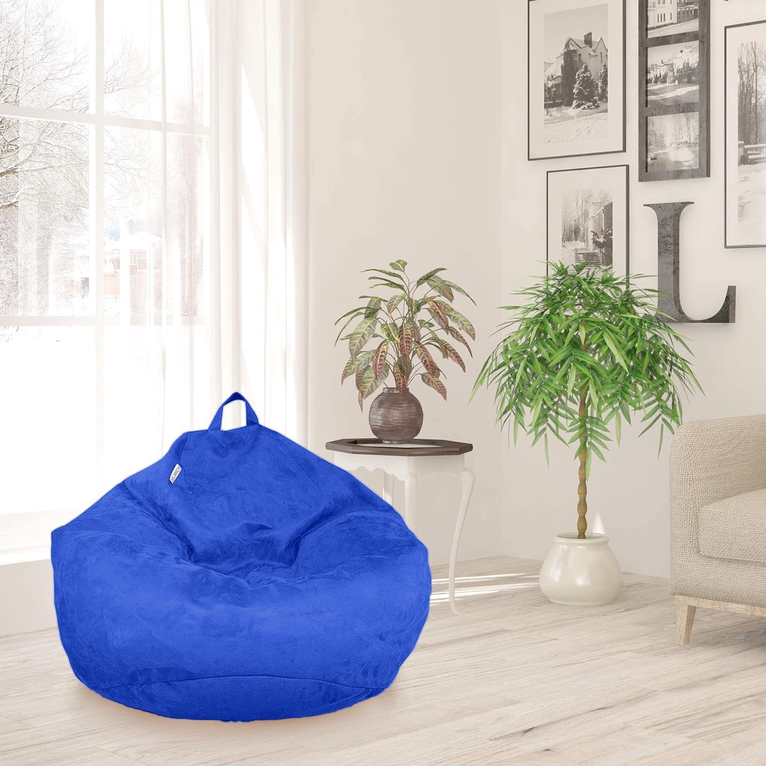 Bean Bag Stuffed Animal Storage Chair Cover (No Filler) for Kids and Adults. Extra Large Bird's Nest Beanbag Soft Premium (Orange, 3.5 ft (Cover Only))