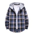 thumbnail image 2 of Donemore Men's Checkered Print Hooded Casual Jacket - Relaxed Fit Long Sleeve Button Front Drawstring Design Fashionable Outerwear, 2 of 4