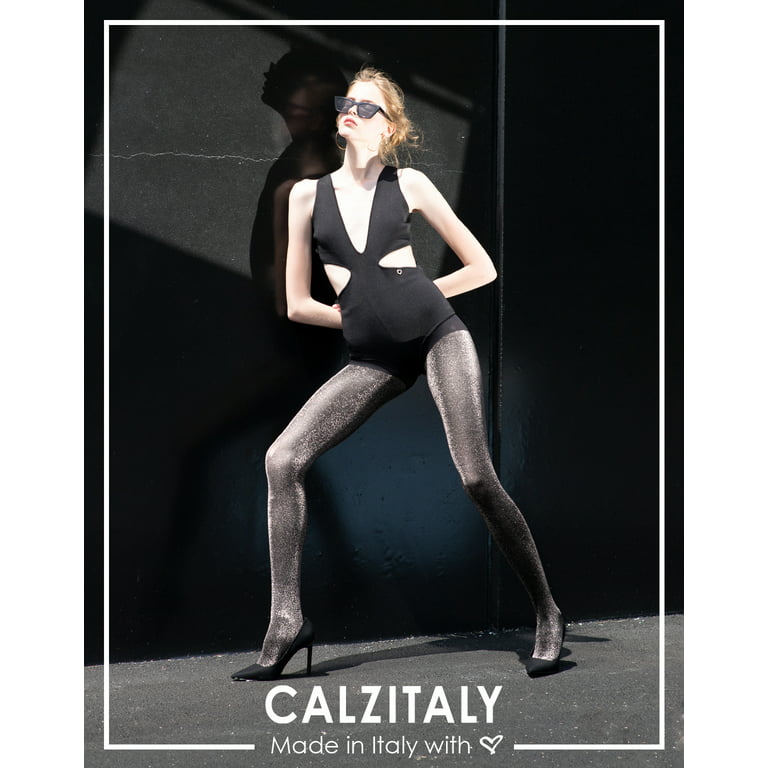 CALZITALY - Opaque Lurex Sparky Tights - Gold and Silver Glitter