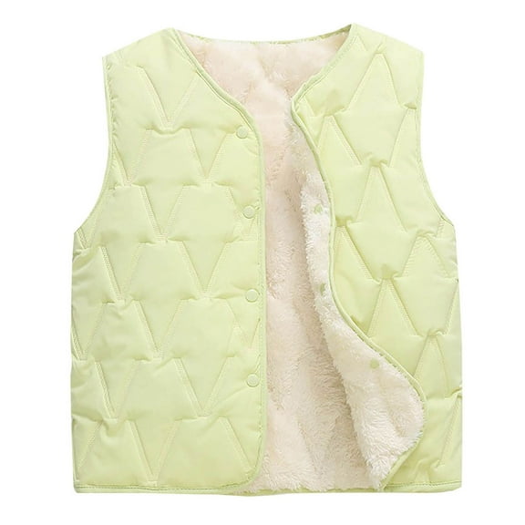 Toddler Pufer Vest Sherp𝐚 Fleece Vest Girl Boy Sleeveless Quilted Jacket Cute Fall Winter Button Down Waistcoat Outerwear