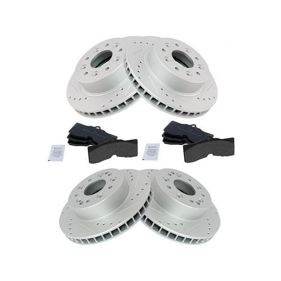 Front and Rear Brake Pad and Rotor Kit - Compatible with 1965 - 1982 Chevy Corvette 1966 1967 1968 1969 1970 1971 1972 1973 1974 1975 1976 1977 1978 1979 1980 1981