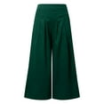 thumbnail image 4 of Women's Pants Wide Leg Skirt Pants Semi Elastic High Waist Effect Green Loose Pants for Women L, 4 of 5