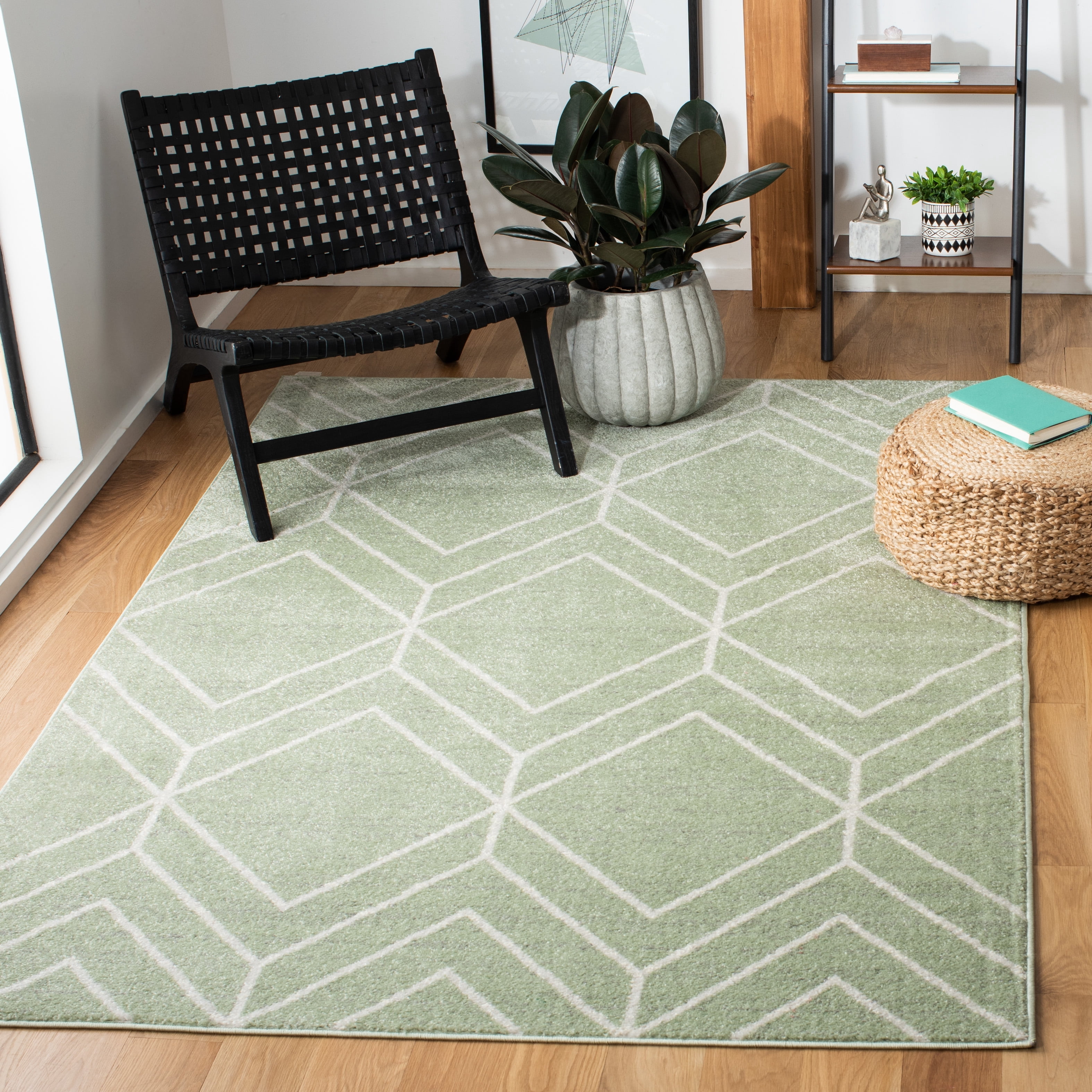 Safavieh Adirondack Caitriona Geometric Squares Area Rug, Sage/Ivory, 6' x 8'