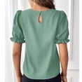 thumbnail image 4 of Cathalem Womens Oversized T Shirts Summer Ruffle Plain Round Neck Loose Fit Tee Blouse Tops,Mint Green XXL, 4 of 5