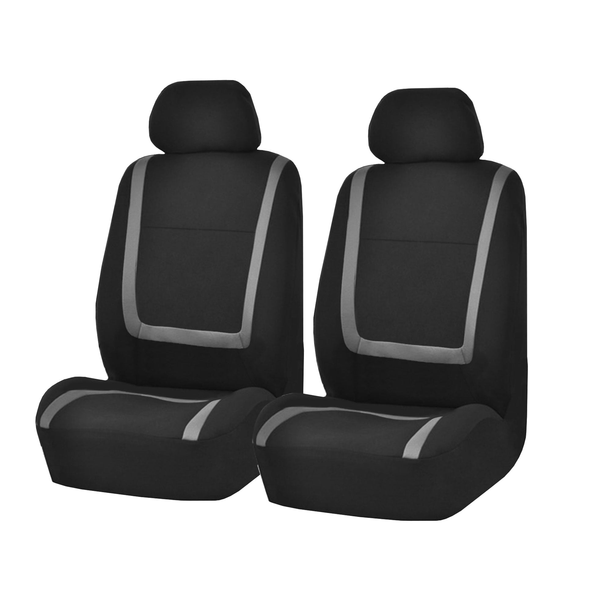 FH Group FB032GRAY114 Gray Unique Flat Cloth Car Seat Cover w. 4 Detachable Headrests and Solid Bench