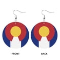 thumbnail image 2 of Leather Dangle Round Earrings For Women Colorado Flag Circle Earrings Drop Jewelry, 2 of 6