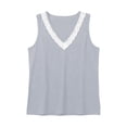 thumbnail image 4 of Linen Tank Tops for women Lace Sleeveless V Neck Tank Top Casual Loose Fit Blouse Size L, 4 of 5