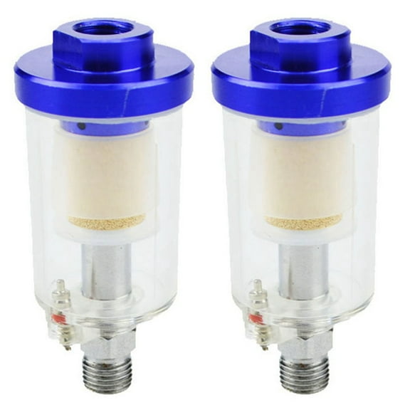 2X Inline 1/4 Inch Air Oil Water Separator Filter for Compressor Paint New,2x Air Oil Water Separator Filter,Blue