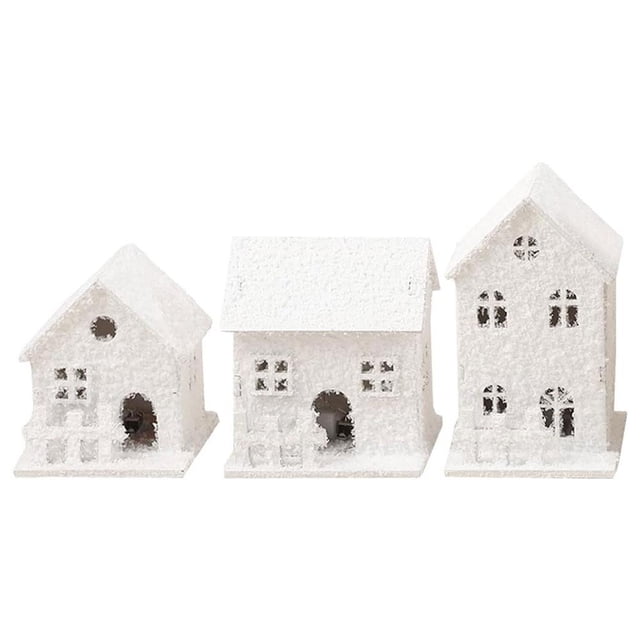 SGACAI Decoraciones navideñas, decoraciones navideñas para interiores, casa luminosa de pueblo navideño, adornos de casas en miniatura de madera para Navidad, decoración rústica de granja navideña