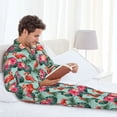 thumbnail image 6 of Daiia Palm Leaves Flamingo for Men's Long-Sleeved Pajama Set – Soft & Comfortable Sleepwear Button-Up Pajamas Cozy Lounge Wear-Large, 6 of 7