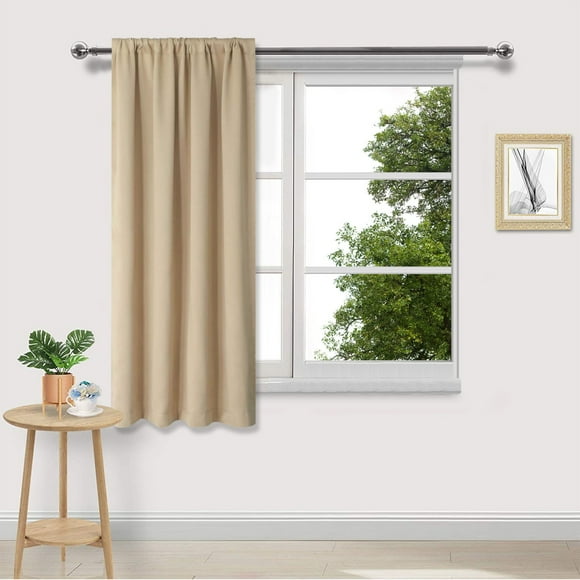 Uuiauoio Solid Colour Curtains,Faux Silk Blackout Curtains, Solid Color Window Treatment Drapes for Bedroom and Living Room Thermal Insulated Room Darkening Drapes