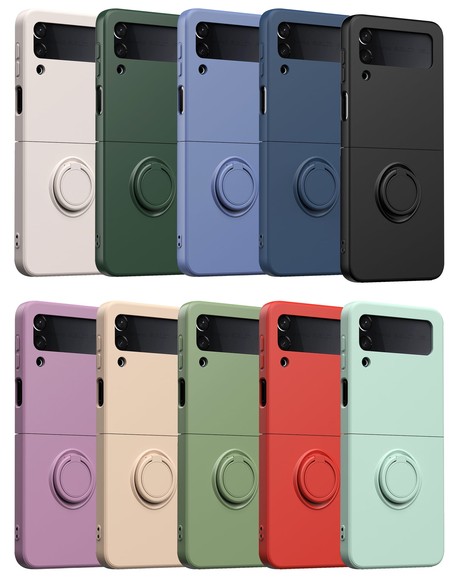 Case for Galaxy Z Flip 3 5G, Slim Hard Back Case Cover with Ring Phone