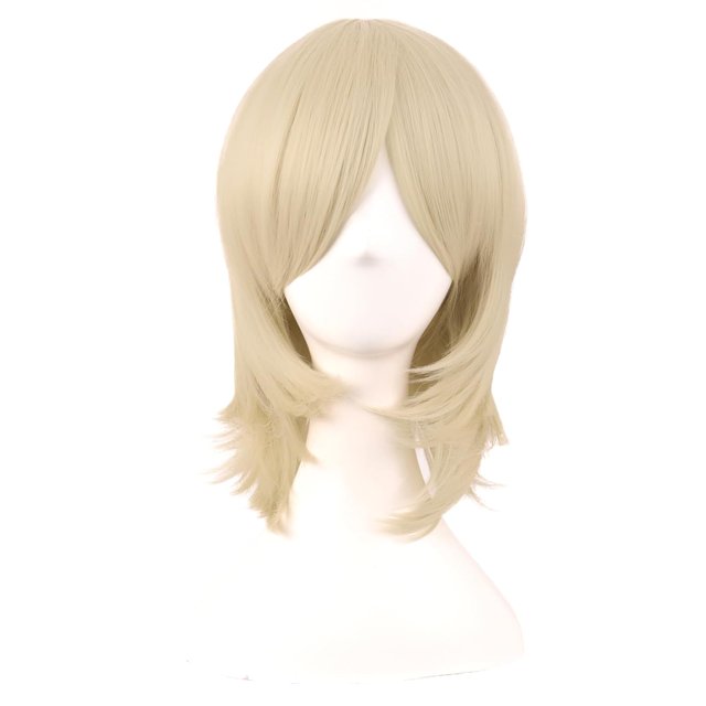 LinYooLi Perruque Cosplay en Fibre Synthétique 16 Pouces/40 cm (Blanc/bleu Azure)
