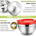 thumbnail image 6 of Mixing Bowls with Lids Set of 5, Vesteel Stainless Steel Mixing Bowls Metal Nesting Salad Bowls, Size 4.5, 3, 1.5, 1, 0.7 QT Great for Cooking, Baking, Serving - Red, 6 of 6