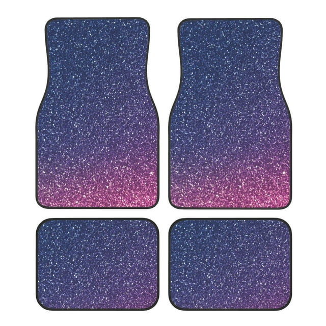 Honeii Violet Glitter Print Car Foot Mat Four-Piece Set - Front & Rear Universal Car Floor Mats for SUVs, Trucks, Sedans