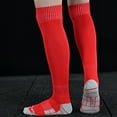 thumbnail image 3 of Riecok Kids Soccer Socks Knee High Socks Sport Long Tube Sock Football Sports Socks for Boys Girls All-match Comfort Socks for School Kids Cotton Socks Breathable Red M, 3 of 3