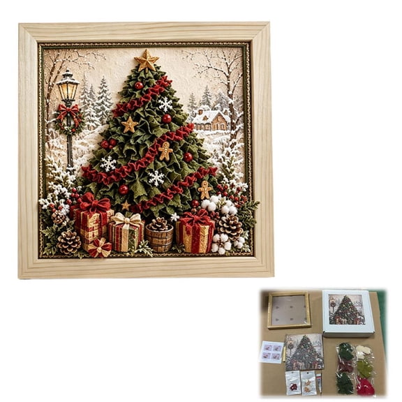 3D Christmas Fabric Poke Art Kit for Adults,Craft Poke Kits for Beginners
