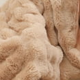 thumbnail image 4 of ROSEKIND 8lbs Faux Rabbit Fur Bubble Fleece Throw Blanket for Sofa & Bed, ultra-soft Cozy Gift for Adults & Friends, 90"x90", Brown, 4 of 8