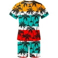 thumbnail image 5 of Edvintorg Plus Size Outfits for Men Hawaiian Print Short Sleeves Casual Beach Short Sleeve Shirts and Shorts Sets 2 Piece Outfits for Men Summer Yellow M, 5 of 5