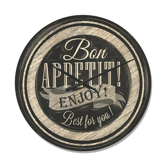 Designart 'Quote Lettering on a Plate' Modern Wood Wall Clock