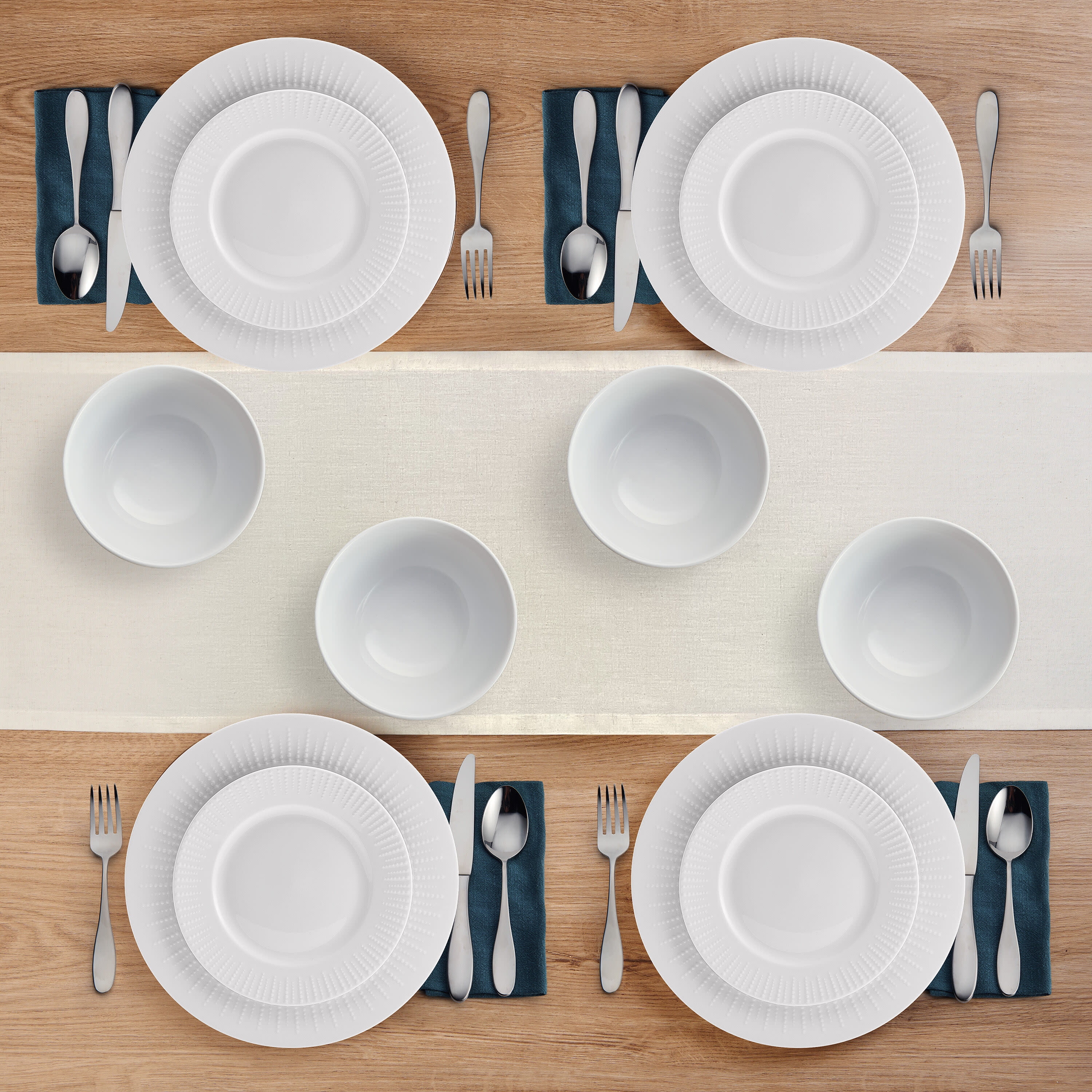 Pfaltzgraff Cassie 12 Piece Dinnerware Set Embossed Porcelain in White Walmart