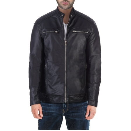 XRAY Mens Leather Jacket Coat, Faux PU Leather Coat Motorcycle Biker Jacket for Men