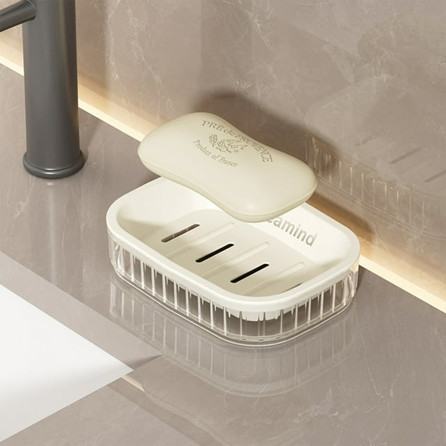 Estuche de jabón de viaje a prueba de fugas con tapa | Jabonera portátil | Rejilla de drenaje duradera | Plástico duro blanco | 5.7x4.13x1.22in | Baño, Ducha, Gimnasio, Camping